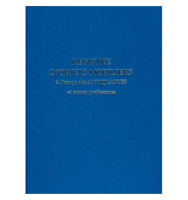 ELVE Registre objet mobilier usage antiquaire & brocanteur 104 pages, bleu, format 25 x 32 cm