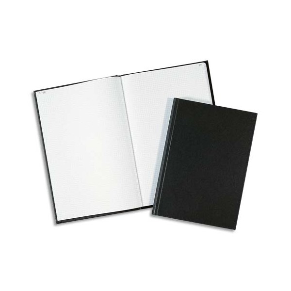 ELVE Registre toilé folioté 1 à 300 format 32 x 25 cm, 300 pages quadrillé 5x5. Coloris noir
