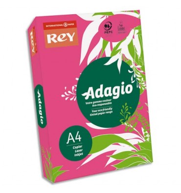 REY BY PAPYRUS Ramette 500 feuilles papier couleur ADAGIO+ copieur, laser, jet d’encre 80g A4 grenadine intense