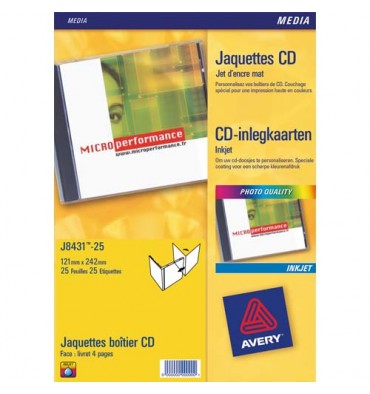 AVERY Boîte de 50 étiquettes laser monochrome pour CD et DVD L7676-25