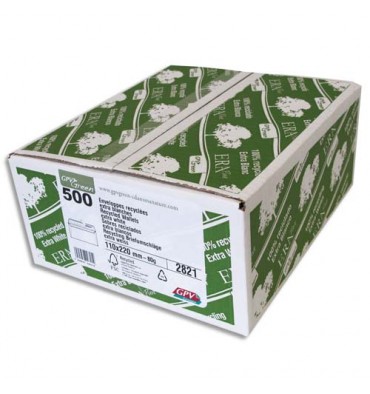 GPV Boîte de 500 enveloppes recyclées extra blanches Erapure, format DL 110 x 220 mm 80g