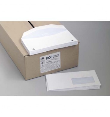 BONG Boîte de 1000 enveloppes velin blanc insertion mécanique 80g, 115 x 225 mm fenêtre 35 x 100 mm 
