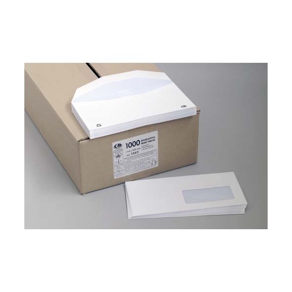 BONG Boîte de 1000 enveloppes velin blanc insertion mécanique 80g, 115 x 225 mm fenêtre 35 x 100 mm