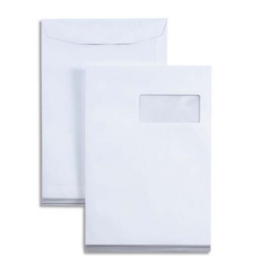 BONG Boîte de 250 pochettes 110 grammes à fenêtre format 229 x 324 C4 coloris blanc