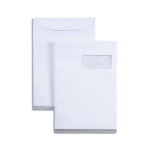 BONG Boîte de 250 pochettes 110 grammes à fenêtre format 229 x 324 C4 coloris blanc
