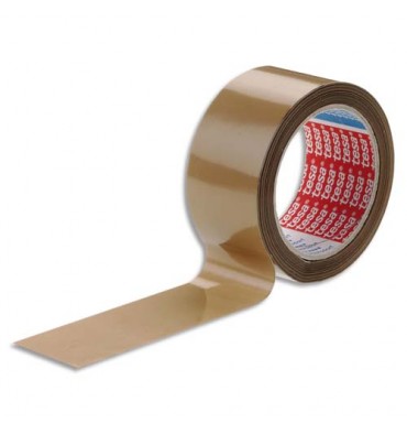 TESA Ruban d'emballage PVC colle caoutchouc havane 52 microns, format 50 mm x 66 m